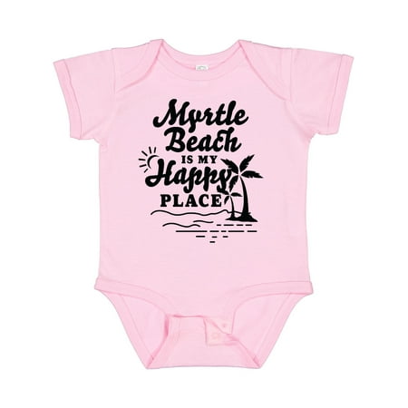 

Inktastic Myrtle Beach is My Happy Place with Palm Trees Gift Baby Boy or Baby Girl Bodysuit