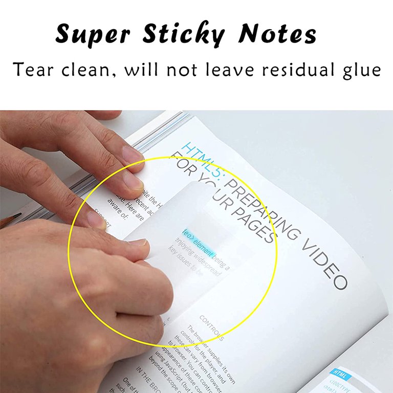 Large Lined Transparent Sticky Notes, 4 Pads 3x5 inch Clear See Through  Translucent Self-Adhesive Post Memo Reminder Tabs with Line for Office  Woman