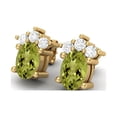 thumbnail image 2 of 925 Sterling Silver Gold Vermeil 6x4mm Oval Shape Peridot Solitaire Valentines Day Gifts Women Earrings, 2 of 4