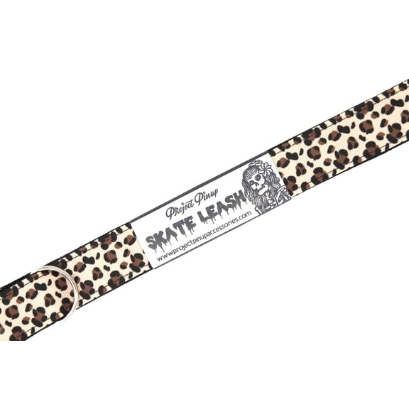 Beige Leopard Print Black Adjustable Roller Skate Leash