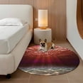 thumbnail image 3 of Red Ocean Round Area Rugs 3 ft, Underwater World Clear Water Ripple Sunlight Washable Small Area Rug with Non-Slip Sturdy Edge Binding Round Front Door Mat Floor Carpet for Entryway, 3 of 9