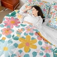 thumbnail image 4 of Manfei Chic Colorful Flowers Bedding Comforter Set 7-Piece for Female Men,Polka Dots King Bedding Sets,Spring Garden Ultra Soft Bed Sheets,Ultra Soft Home Decor,Reversible, 4 of 8