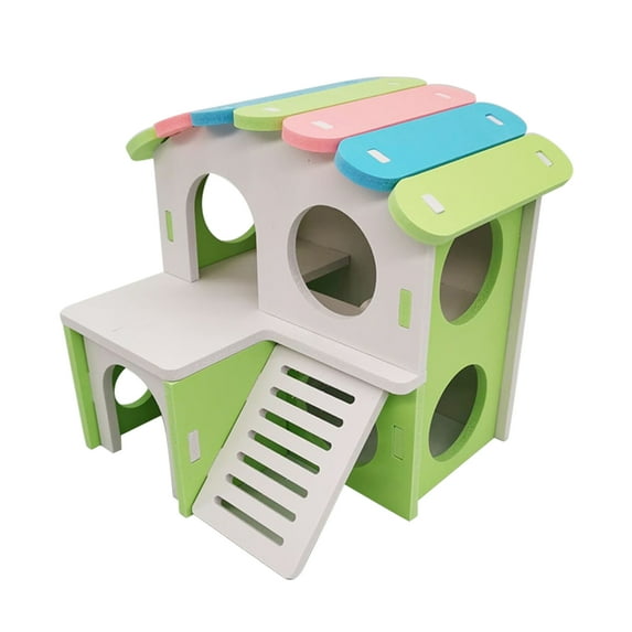 Pet Deluxe Dual-Layer Villa, PVC Double Decker Hamster House with Stair Pet Home Hideout Exercise Toys for Squirrels Gerbils Hamsters Golden Bears Small Animals