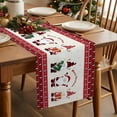 thumbnail image 5 of Christmas Santa Cotton Linen Table Runner for Dining Kitchen, Xmas Gnomes Snowflake Red Plaid Beige Wedding Outdoor Party Tablerunners Decoration, Dresser Scarf Coffee Tablecloth Runners 13"x120", 5 of 9