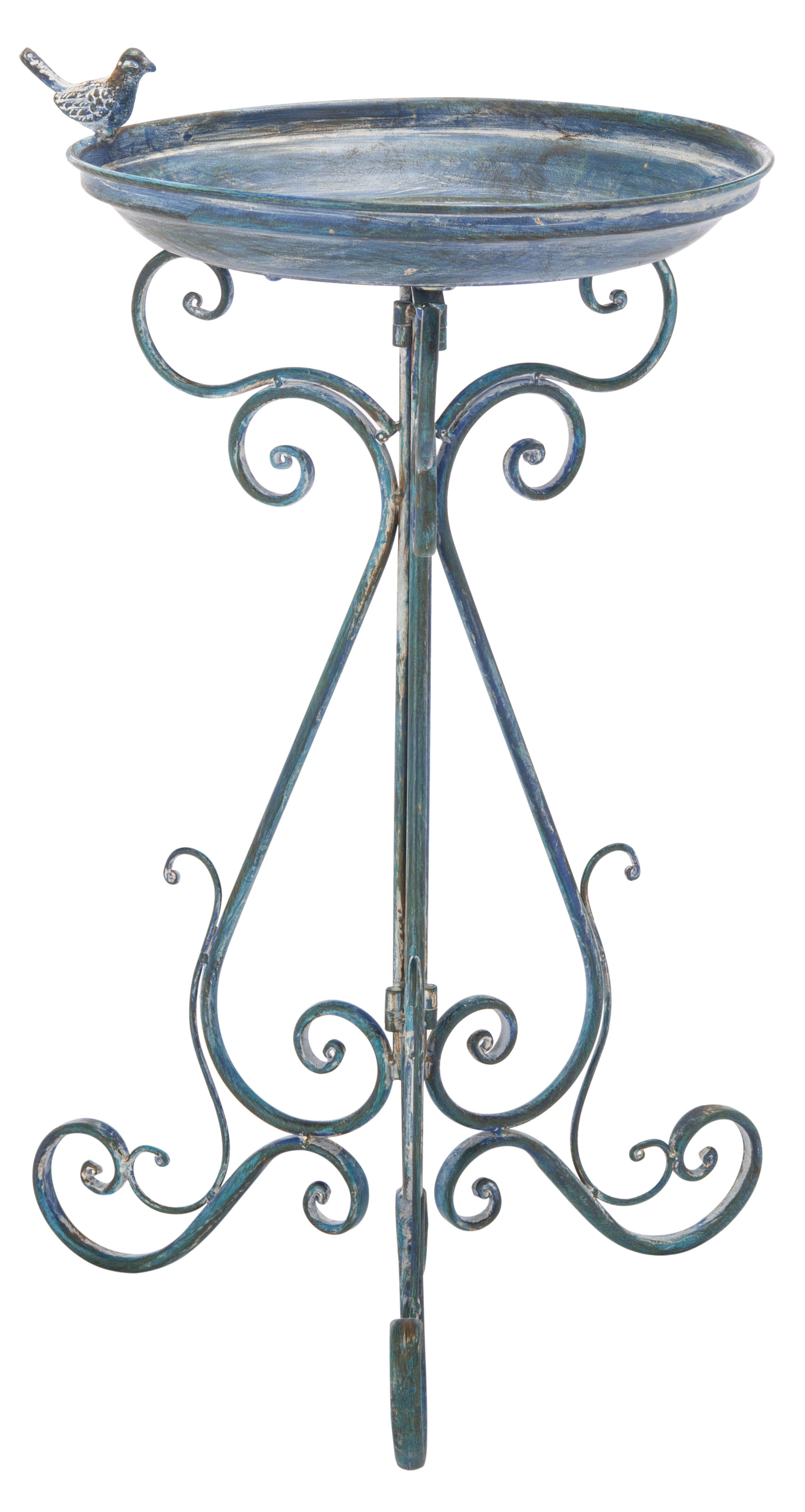 SAFAVIEH Ashlan Solid Rustic Outdoor Patio Bird Bath, Antique Blue