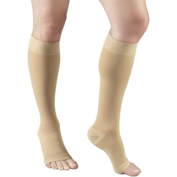 30-40 mmHg Compression Stockings for Men and Women, Knee High Length, Open  Toe, Beige, 3X-Large 