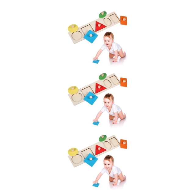 VONKY Geometric Shape Puzzles With Knobs Toys Develop Fine Motor Skills Entertain 3Set