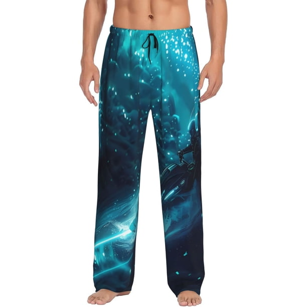 Balery Futuristic Jet Ski Adventure Pantalones de pijama para hombre, pijama ultraligero, pantalón de descanso-Large
