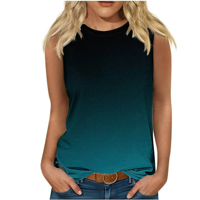 Cameland Débardeurs d'Été pour Femmes Grande Taille Col Rond Sans Manches Hauts Basiques pour Femmes T-Shirts Décontractés Amples