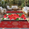 thumbnail image 2 of Red Poinsettia Christmas Outdoor Rug for Patio/Deck/Porch, Non-Slip Large Area Rug 6 x 9 Ft, Xmas Floral Winter Botanical Indoor Outdoor Rugs Washable Area Rugs, Reversible Camping Rug Carpet Runner, 2 of 8