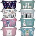 thumbnail image 1 of Bolsa de maquillaje con estampado digital de alpaca y camello, bolsa de almacenamiento multifuncional para mujer, bolsa de lavado, 1 of 3