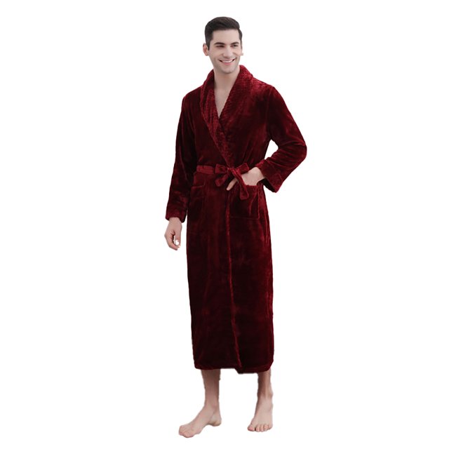 Zoeecloth Fleece Robes for Mens Bathrobe Warm Winter House Robes Lounge Sleep Fall Winte Pajamas M-3XL