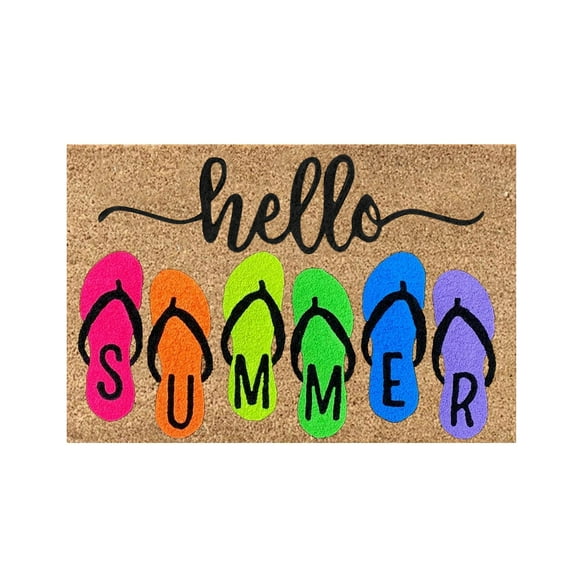 Carpet Door Mat for Indoor Outdoor Welcome Hello Summer Entrance - Decorative Doormat with Funny Cute Greeting for Home Kitchen Bathroom Floor Mat
