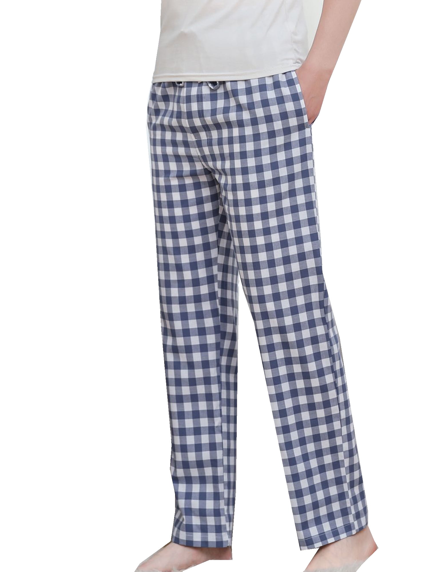 New Mens Pyjamas Lounge Bottoms Pants Nightwear Cotton Checked Tartan Trousers 