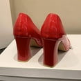 thumbnail image 6 of Eltusu Women Chunky Heels, No Slip Mid High Heels Round Toe casual Block Heel Shoes Red Size 7, 6 of 7