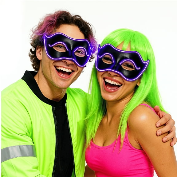 Adult's Purple Light Up E.L. Party Wire LED Masquerade Mask