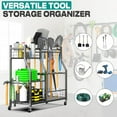 thumbnail image 5 of Garden Tool Organizer Stand, Garage Tool Storage Organization, Yard Tool Racks with lockable wheels, Fit for Long-Handled Tools/Rakes/Brooms, 5 of 7