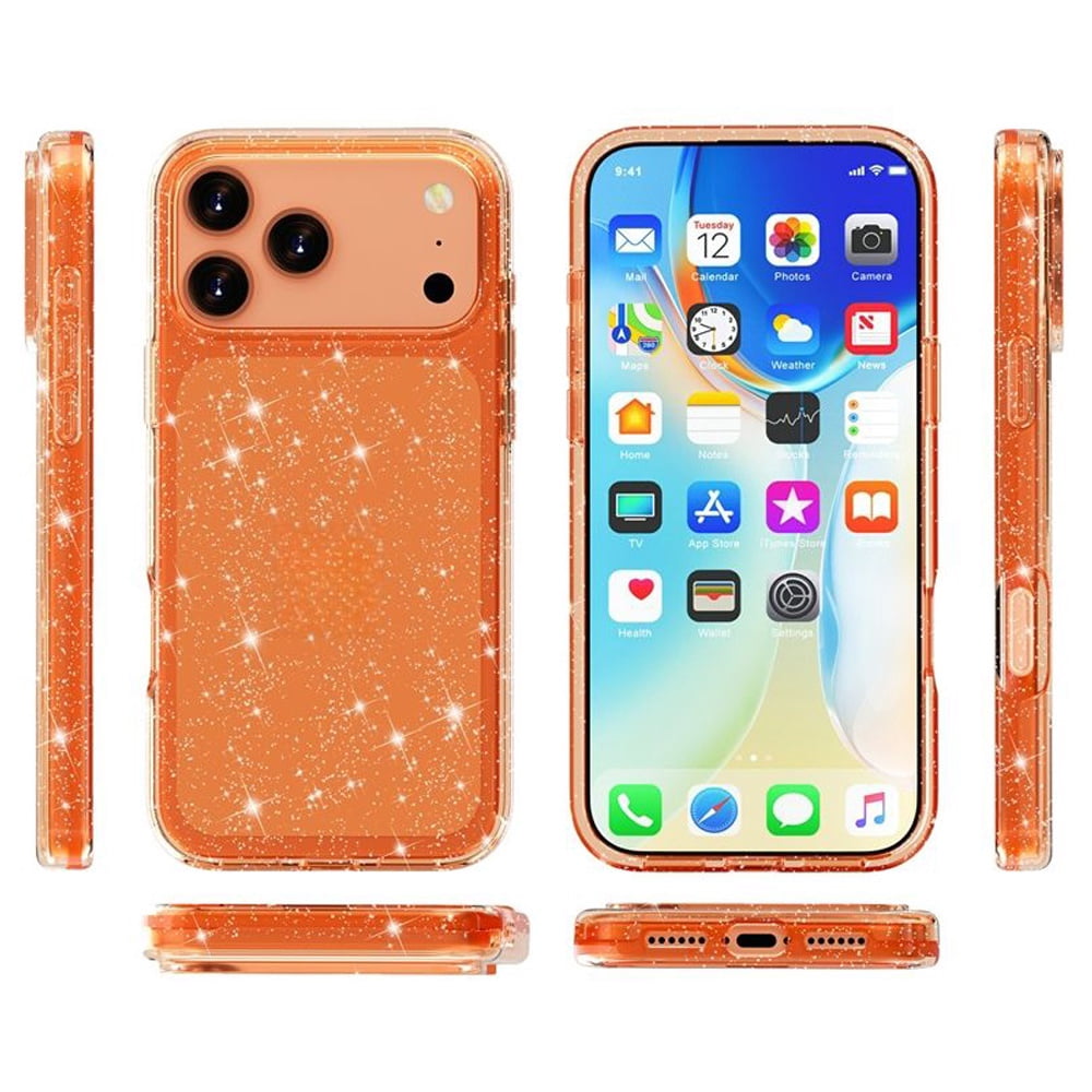 Transparent Color Case for iPhone 17 Pro - Sparkle Orange