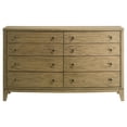 thumbnail image 2 of Heon Wide Dresser, 8 Drawers w Round Nickel Knobs, Natural Brown Pine, 2 of 5