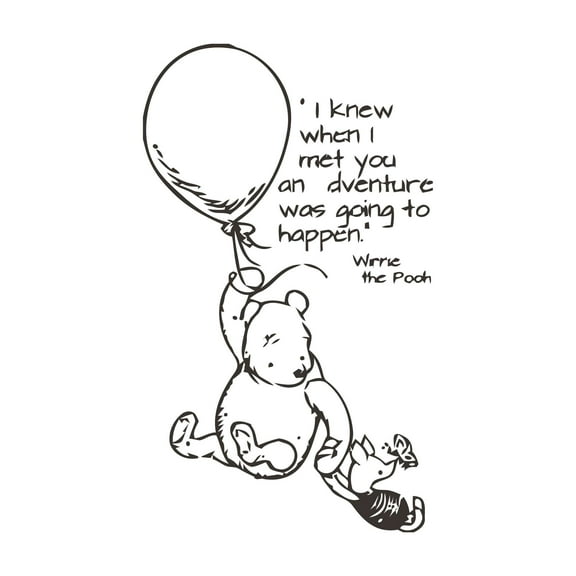 Children Adventure Was Going To Happen Adventurous Quote Wall Decal Decoration Cute Bear And Pig Bestfriends Balloon Flying Cute Butterfly Lasts Years and Easily Removable - Size: 24 In(W) x 40 In(H)