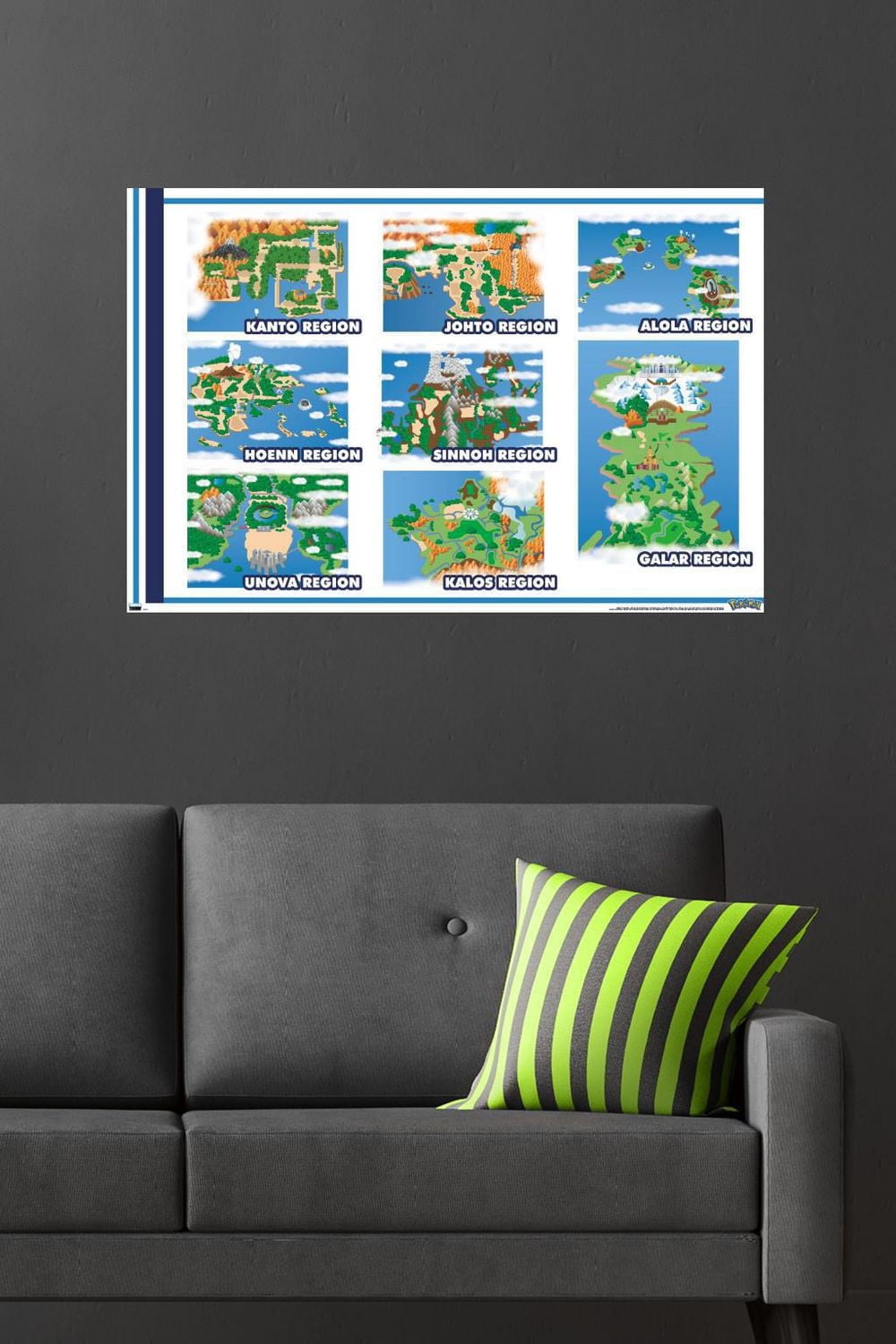 Pokémon - Map Grid Wall Poster, 22.375" x 34"