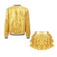thumbnail image 4 of vastwit Kids Girls Hip Hop Jazz Latin Dance Outfit Sequin Sparkle Jacket with Tiered Mini Skirt Set Dancewear Gold 12, 4 of 7