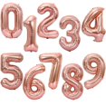 thumbnail image 1 of Globos de aluminio con números para niños y adultos, globo de helio con figuras de Números de Oro rosa y plata, decoración de cumpleaños y boda, suministros para fiestas, 32/40 pulgadas, 1 of 6