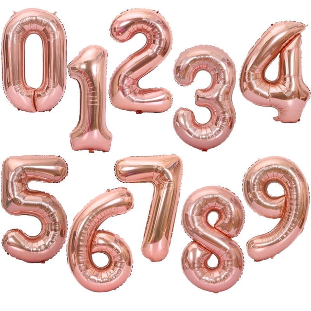 Globos de aluminio con números para niños y adultos, globo de helio con figuras de Números de Oro rosa y plata, decoración de cumpleaños y boda, suministros para fiestas, 32/40 pulgadas