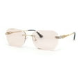 thumbnail image 2 of Rhinestone Jewel Stud Metal Rimless Bevel Lens Rectangle Sunglasses Gold - Light Peach, 2 of 4