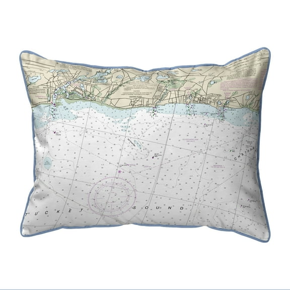 Betsy Drake HJ13229HP 16 x 20 in. Harwich Port, MA Nautical Map Large Corded Indoor & Outdoor Pillow