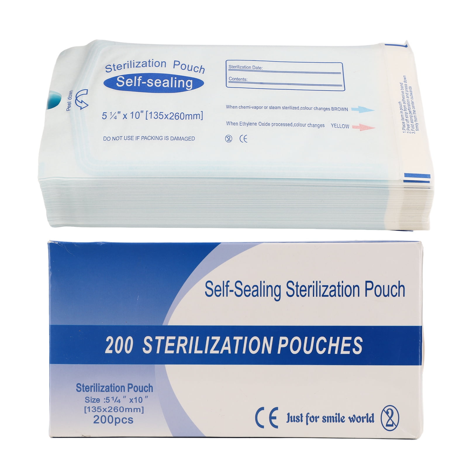 Self Sealing Sterilization Pouch, Thumb Notches Self Sealing Triple