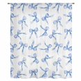 thumbnail image 2 of Purple Blue Bow Ribbon Sheer Curtains 84 Inches Long, Vintage Modern Art Bowknot Light Filering Curtains, Breathable Simi Curtain Privacy Drapes for Living Room Bedroom Lightweight Window Treatment, 2 of 9