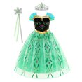 thumbnail image 3 of Vestido de princesa Anna para niña 2024, vestido de tutú de lujo verde para niña, regalo de cumpleaños, fiesta, cosplay, vestido de baile, disfraz de Halloween, 3 of 5