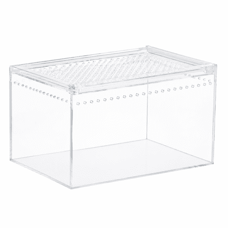 Clear Acrylic Reptile Terrarium 7.9 x 5.9 x 3.9 Inch, Transparent Reptile Enclosure Tank with Ventilation, Feeding Box Habitat for Lizards, Spiders, Insects, Amphibians