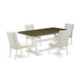 thumbnail image 2 of East West Furniture X-Style 5-piece Wood Dining Room Table Set in White/Brown, 2 of 10