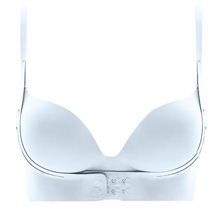 Yyeselk Womens Push Up Demi Bras No Underwire Bras Front Closure Seamless Bra Soft Support Bra Everyday Bras Blue 38/85AB