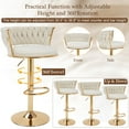 thumbnail image 4 of VECELO Set of 6 Velvet Bar Stools, Modern Swivel Adjustable Counter Height Kitchen Bar Chairs with Woven Back, for Dining Room Pub Island, White, 4 of 8