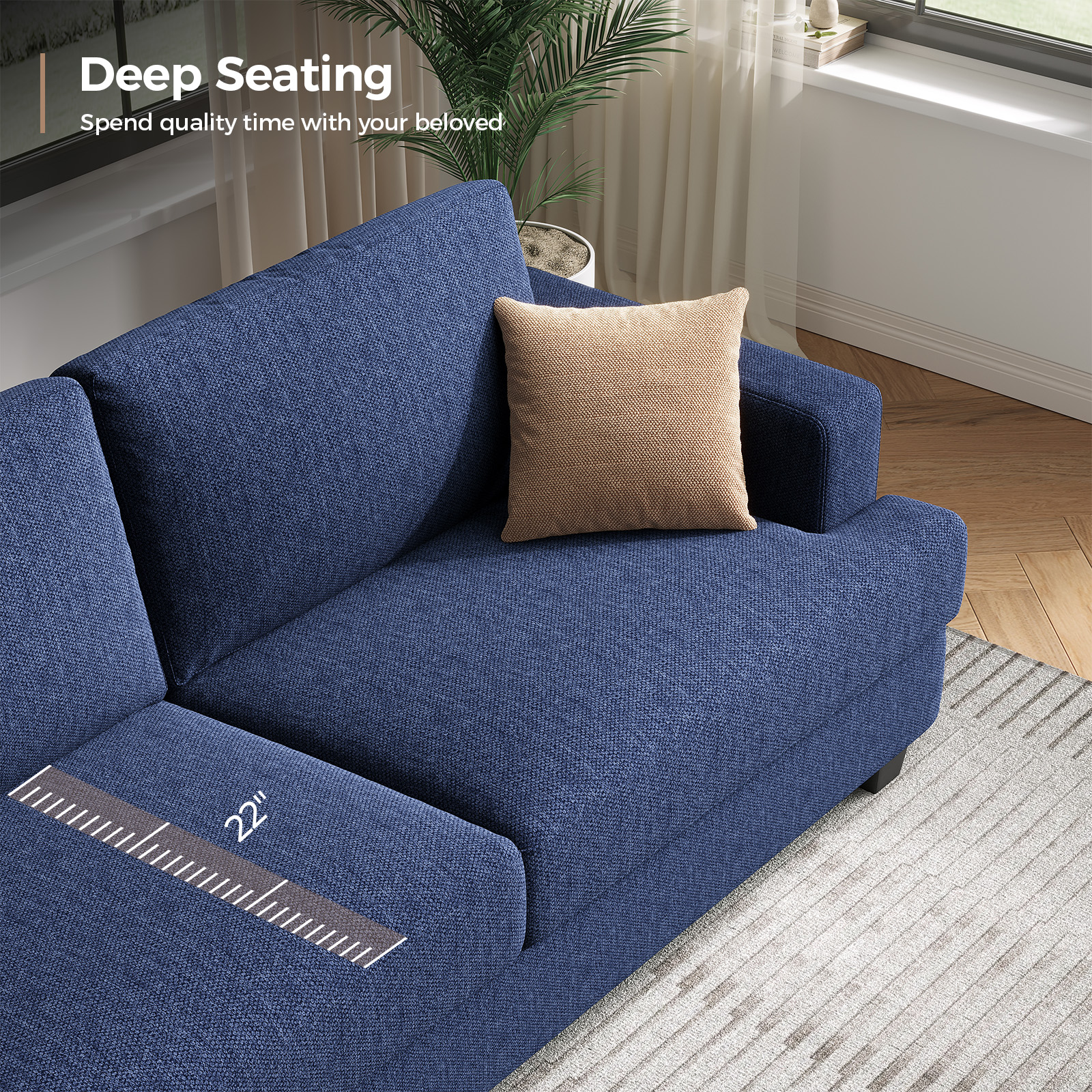BLAZANT 84” Loveseat Sofa, High Resilience Loveseat Sofa, Linen Fabric 2 Seat Sofa Couch with Wooden Frame& Upholstered Cushion, Modern Deep Seat Sofa for Bedroom Office