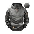 thumbnail image 2 of Resicozy Men's Cargo Hoodies Quarter Zip Sweatshirts Tactical Pullover Casual Gym Athletic Loose Hooded Sweatshirts with Pockets Gray 3XL, 2 of 4