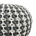 thumbnail image 4 of Pasargad Home Pasargad Home Santorini Ivory & Grey Knitted Round Pouf, 4 of 5