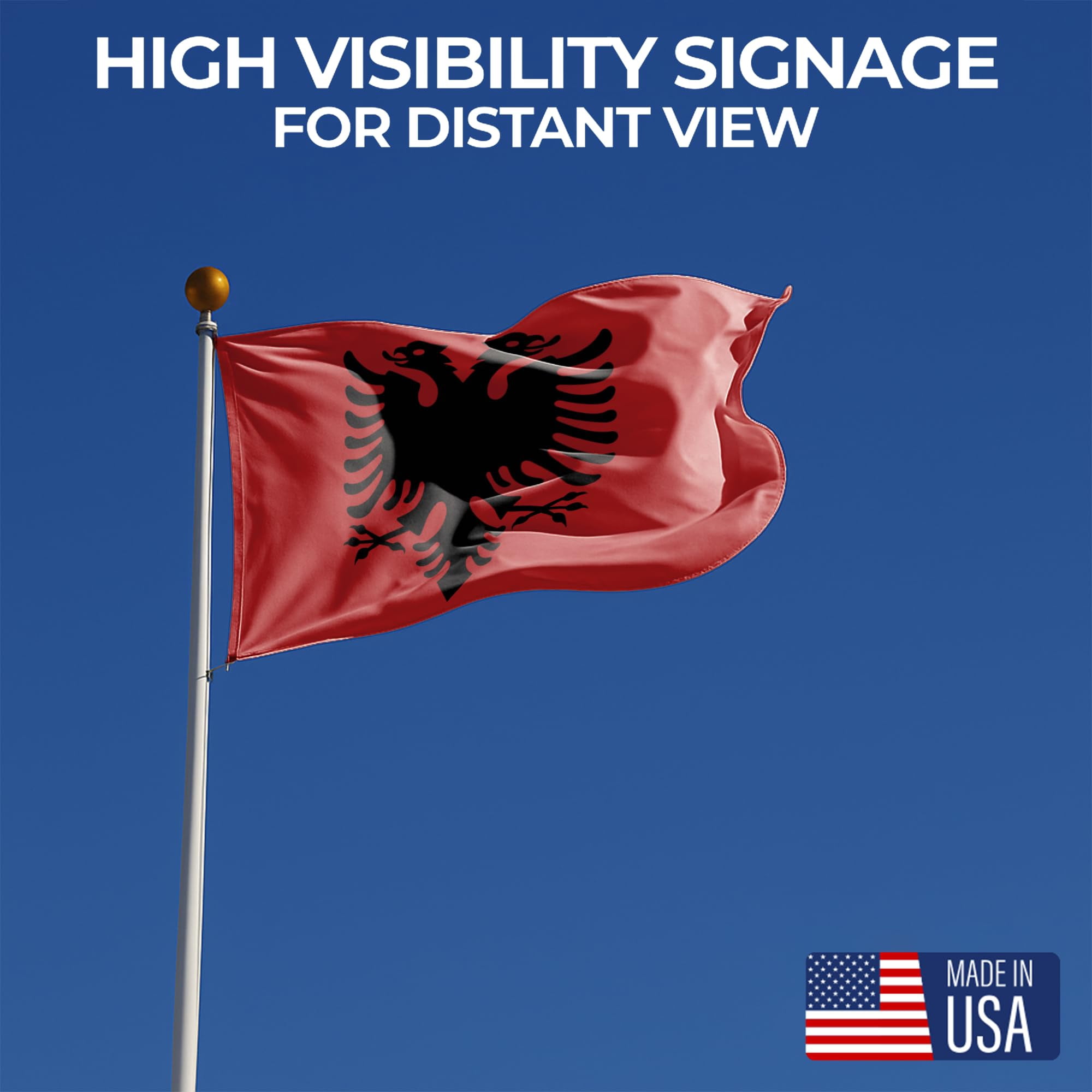 Albania Outdoor Flag (4x6ft) by DreamController - Durable, Fade-Resistant Polyester, Double-Stitched, Brass Grommets - HD Printed Southern Europe Flag - Made in USA