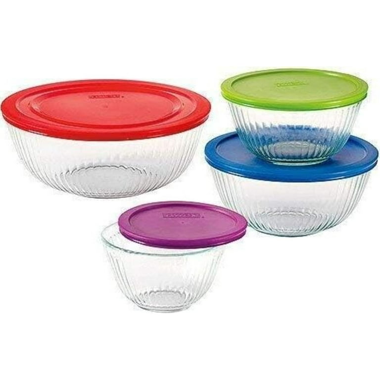 Pyrex 8-Piece 100 Years Glass Mixing Bowl Set (Limited Edition) - Assorted  Colors Lids