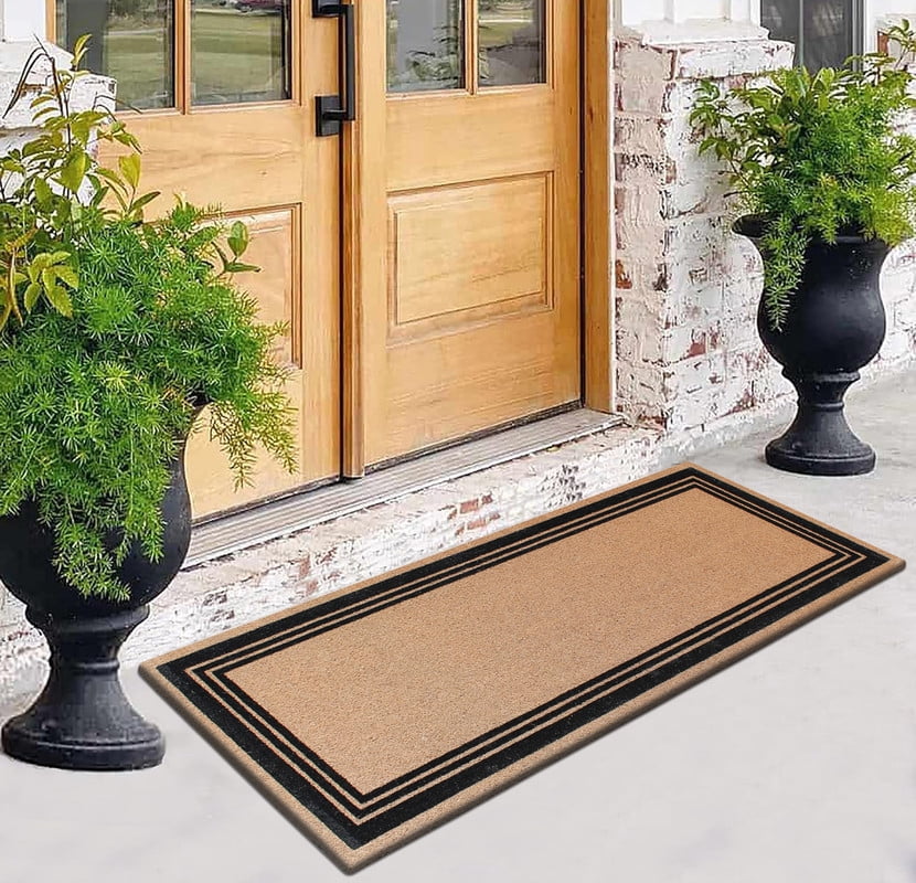 A1HC Natural Coir Flock Doormat for Outdoor Entrance, Heavy Duty, Thin Profile, Anti-Shed Treated Durable Mats, Easy to Clean, Long Lasting, Front Door Entry Mat 30"x60"