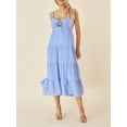 thumbnail image 2 of Kmbangi Robe Midi Cami d'Été pour Femmes Couleur Unie Bretelles Spaghetti Dos Nu Tie-Up Partie Plage Robe de Ligne, 2 of 9
