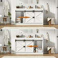 thumbnail image 6 of Blotout Double Bathroom Vanity with Sink & Faucet & Sewer Pipes, 59" Farmhouse Bathroom Vanity Cabinet Set with Sliding Barn Door & 3 Drawers, Freestanding Bath Storage Vanity Sink, 6 of 7