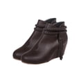 thumbnail image 3 of Frontwalk Womne's Wedge Booties Winter Warm Ankle Boots Zipper Walking Non Slip Ladies Pointed Toe Coffee 5, 3 of 4
