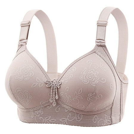 Weikingp Bras for Women  Thin Laceless Comfortable Breathability Underwear Large Size Brater Buckle Female Bra V Neck Vest Bralette Wireless Bra Push Up Bra Plus Size Lingerie Clearance Grey 38
