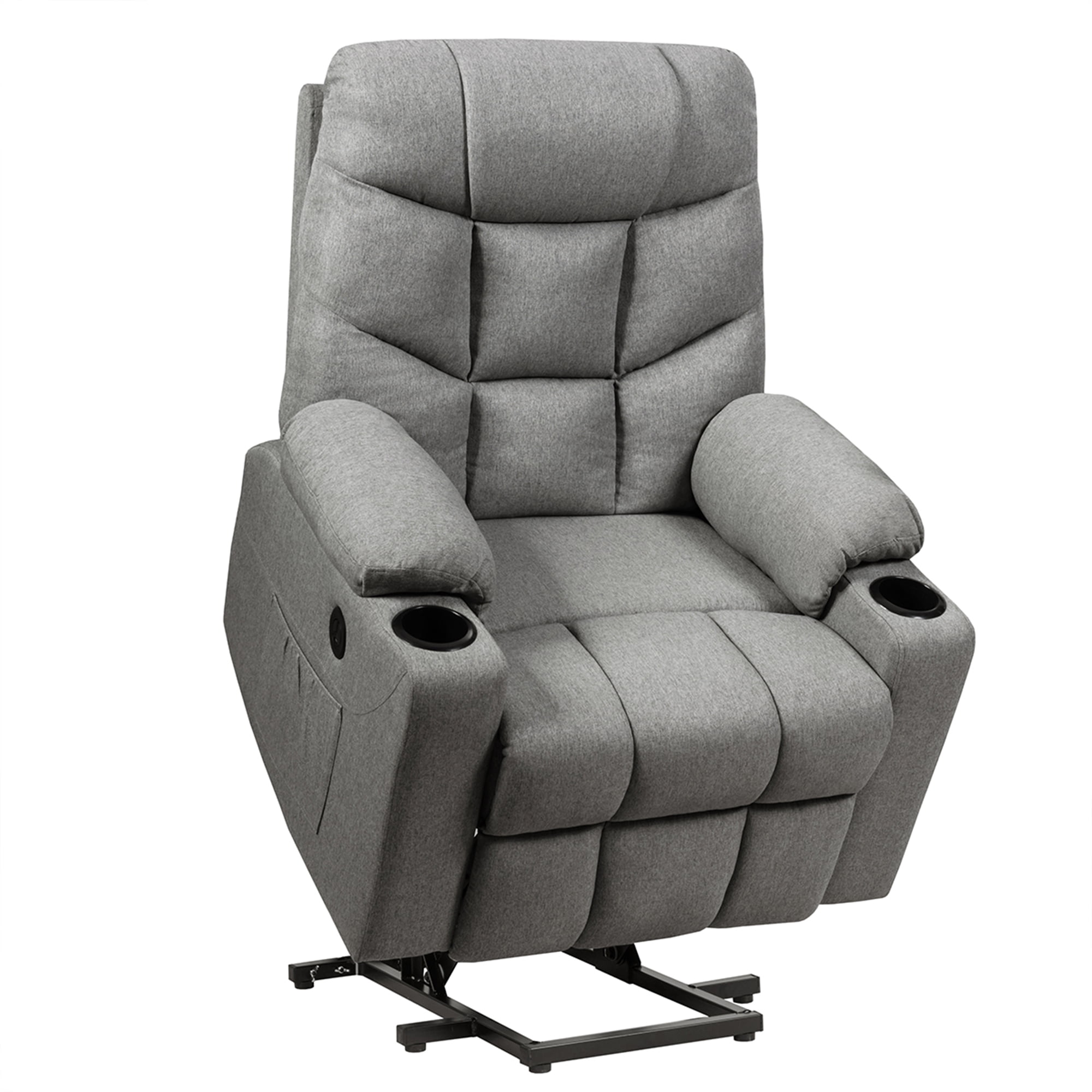 Gymax Power Lift Massage Recliner Fabric Sofa Chair W Remote Control Light Gray Walmart Com Walmart Com