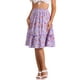 thumbnail image 1 of Faldas de mujer INSPIRE CHIC con cintura elástica, en línea A, con volantes en capas y estampado floral, falda midi morada clara L, 1 of 6