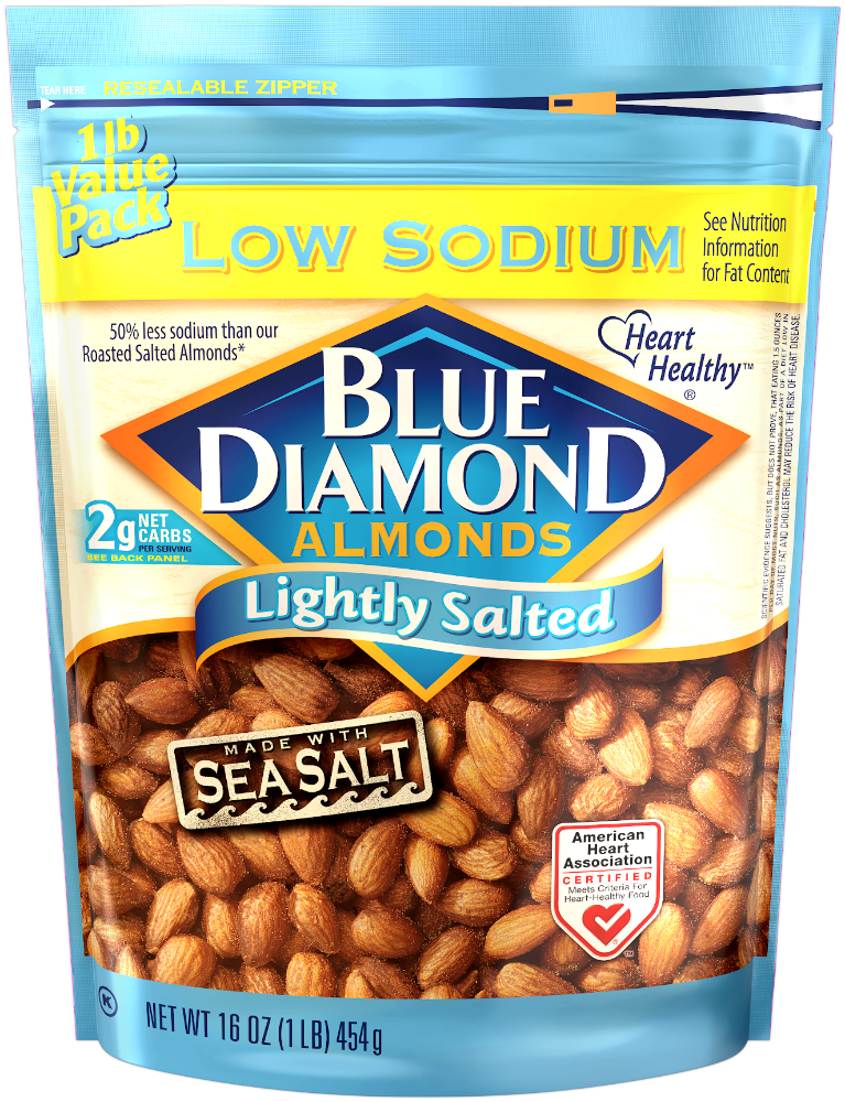 Blue Diamond Low Sodium Lightly Salted Almonds 16 oz - 5 Pack